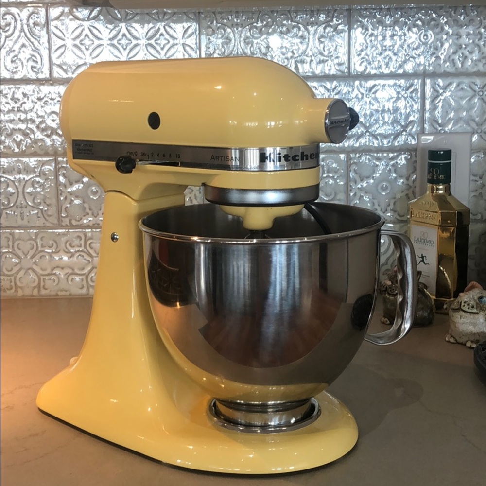 Yellow KitchenAid Artisan stand mixer